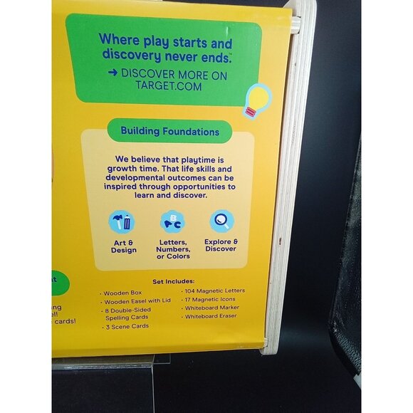 Gigglescape Magnetic Easel & Letters Set 136 Pieces Ages 3+ Wooden Box & Cards - Picture 6 of 7